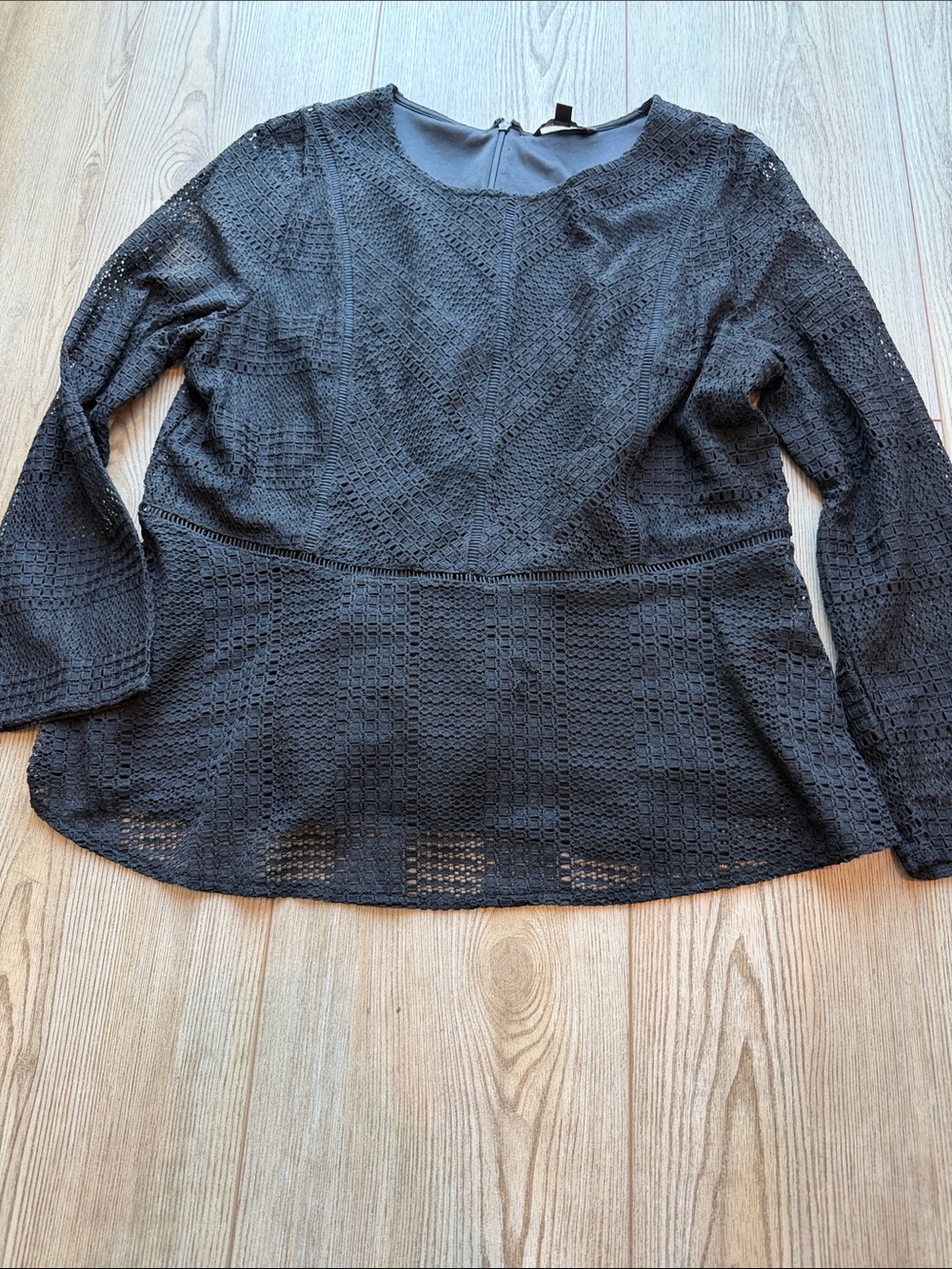 Banana Republic Black Lace-Trim Neck Blouse